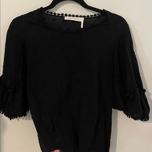 See By Chloe Black Swiss Dot Puff Sleeve Tunic Top